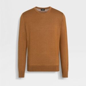 ZEGNA: DARK FOLIAGE MÉLANGE CASHSETA CREWNECK Knit Sweater